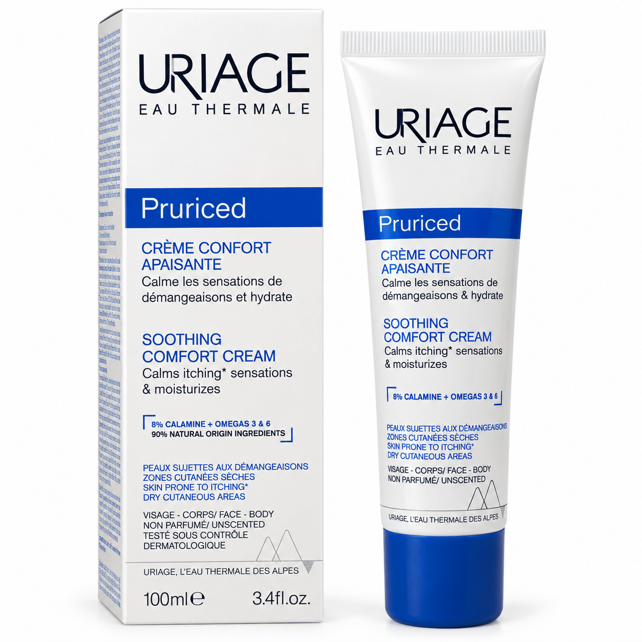 Confezione Uriage Pruriced su Sfondo Bianco