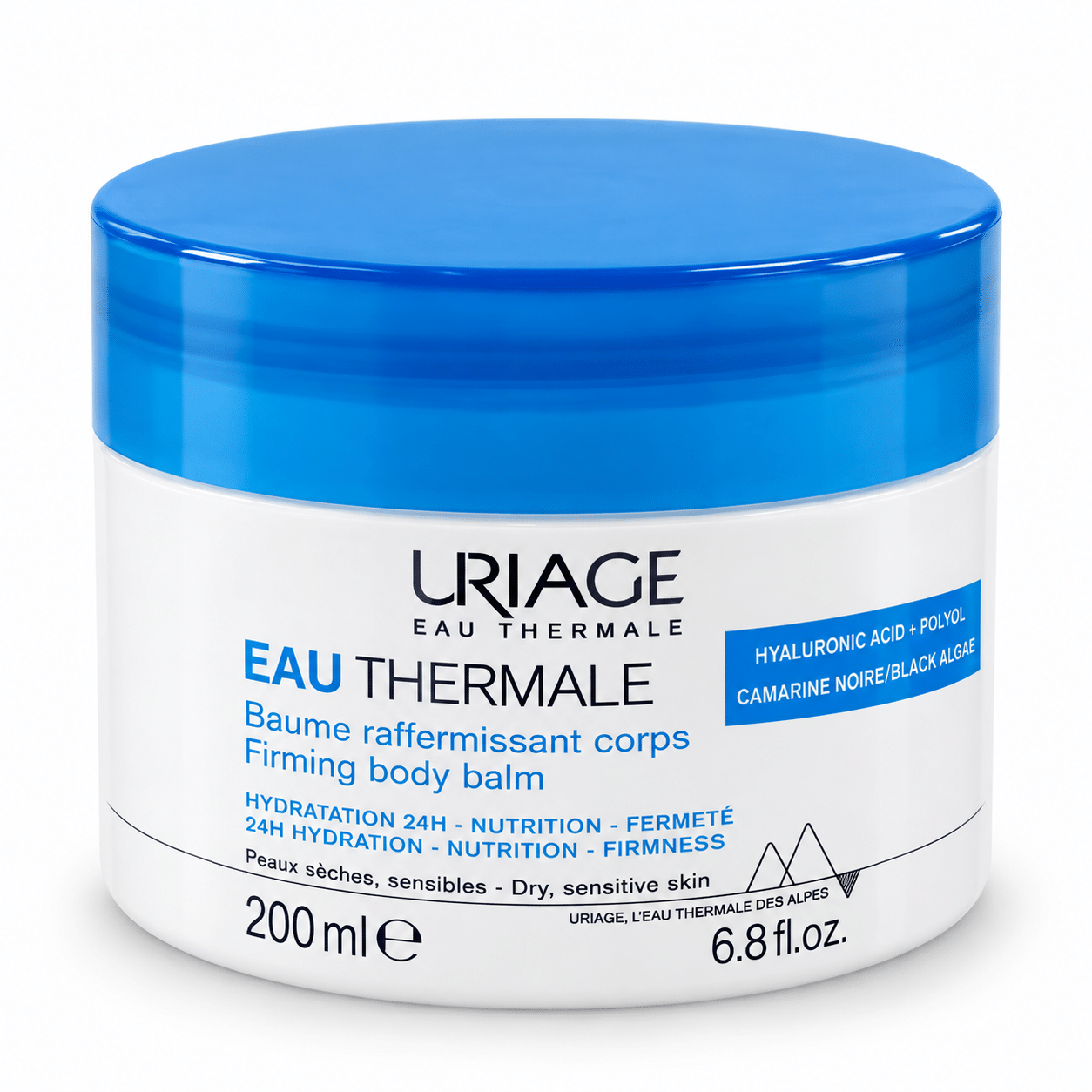 Vaso Uriage con coperchio blu lucido